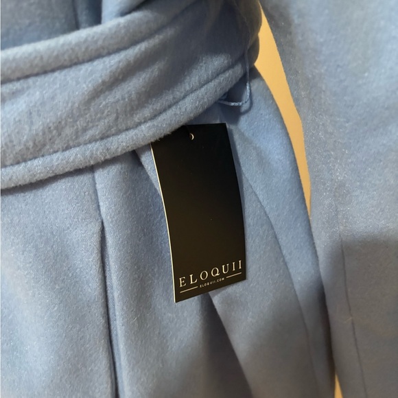 Eloquii Baby Blue Knee Length Belted Trench Coat Size 18/20 - Picture 8 of 11
